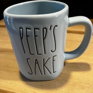 Peeps Sake Rae Dunn Ceramic Mug - Light Blue with Black Text